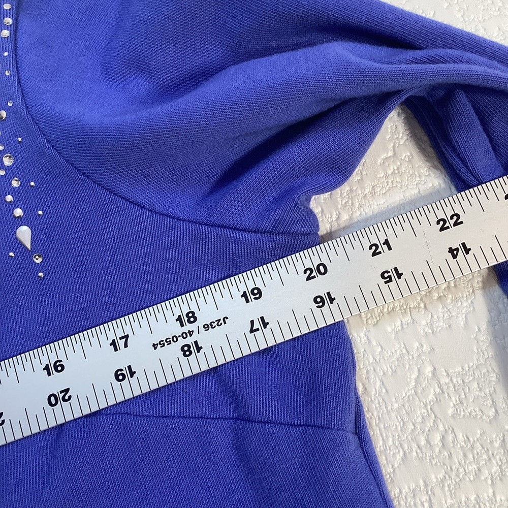 Quacker Factory Rhinestone Embellished Button Front Cardigan Blue‎ Medium - Picture 4 of 13